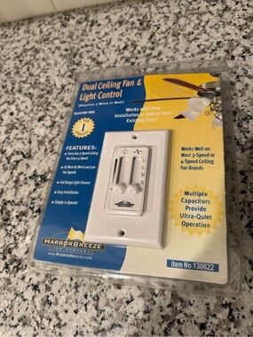White Dual Ceiling Fan & Light Control